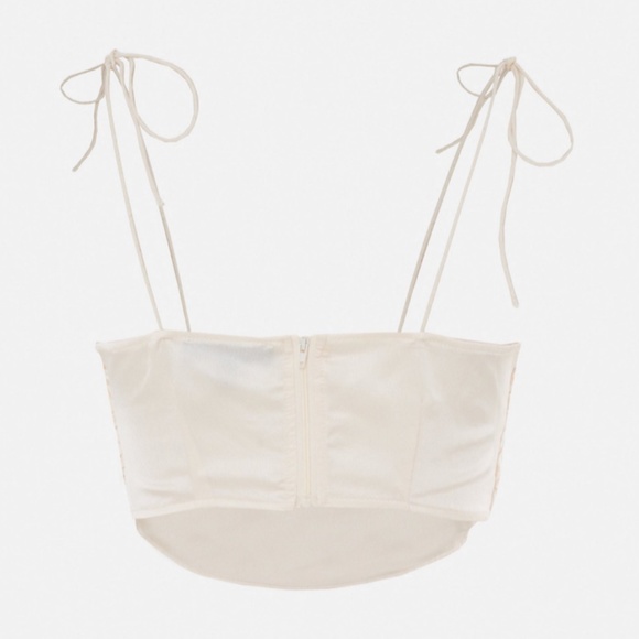 Nude Satin Strappy Crop Top - Picture 2 of 4